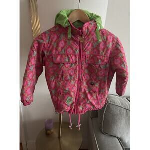 Obermeyer Girls Jacket Size 5 Pink Butterfly Floral Winter Snow Coat I-Grow